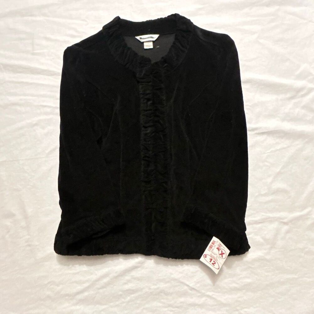Christopher & Banks | Black Corduroy Blazer | Size M | Ruffle Front | NWT